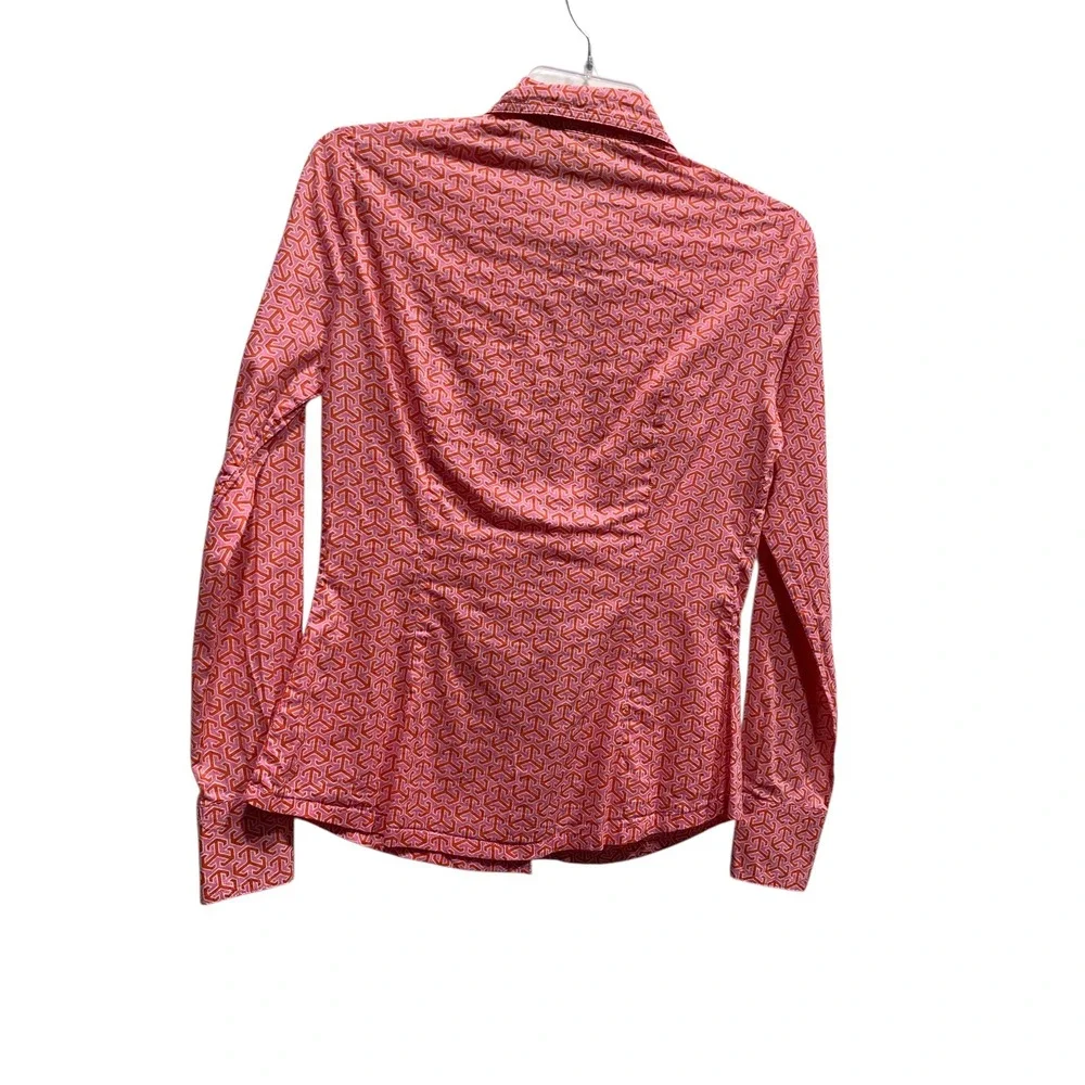 Tory Burch Button Down Long Sleeve Shirt Anchor Print Red Size 2‎